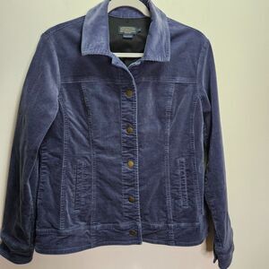 Pendleton Women's Stretch Corduroy Jacket Large Blue Long Sleeve Collar Pockets